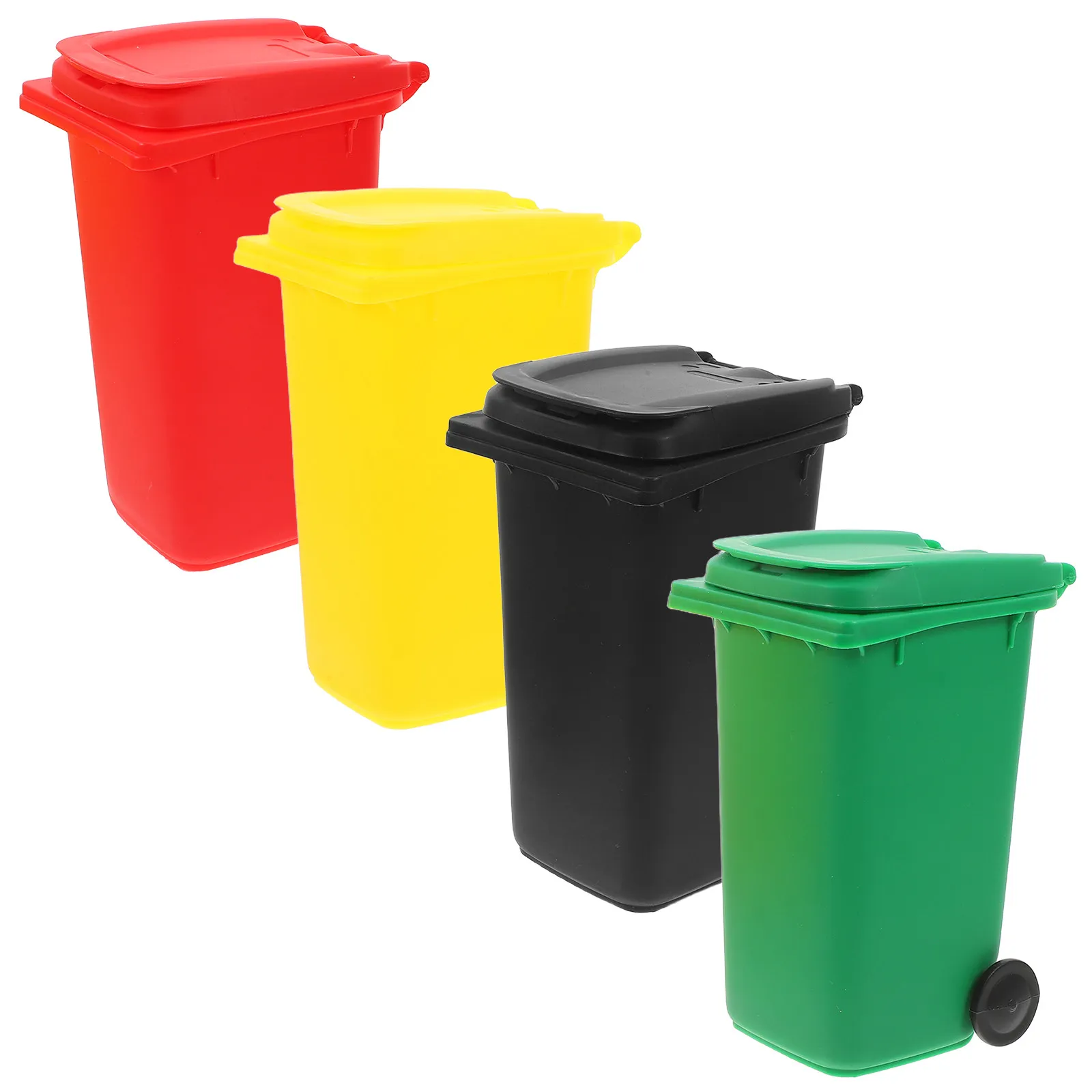 4Pcs Mini Desk Trash Can Pencil Holder Small Plastic Pen Organizer Compact Multifunctional Table Stationery Storage