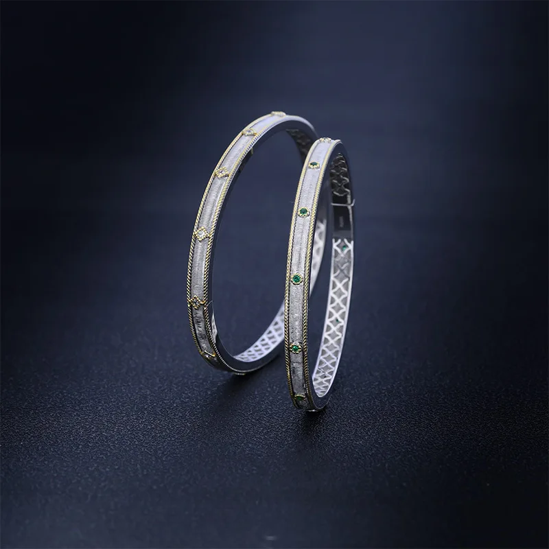 Original design Sterling Silver Italian Craft two-color brushed bracelet Vintage fashion Seiko Silver bracelet