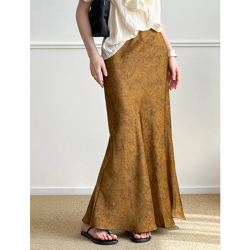 

Summer Retro Satin Women's Half Skirt~Classic Fishtail Skirt, Slim and Versatile Hip Wrapping Skirt, 2025 New