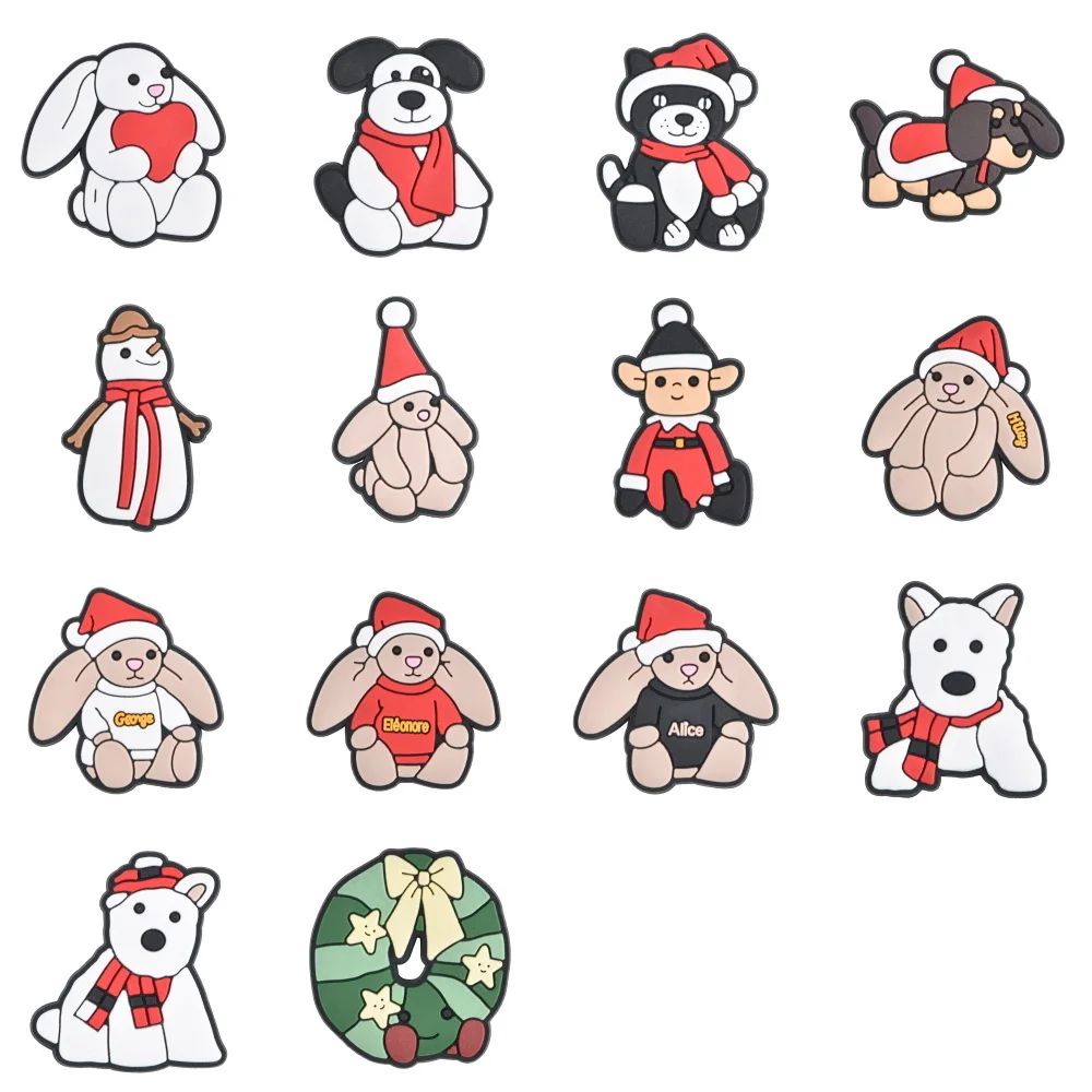 

1pcs Christmas Style Animals Shoe Charms Cartoon Bear Cat Dog Snowman Shoe Decoration Boys Girls Clog Charm X-mas Gifts