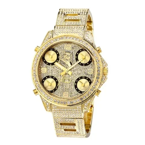 Steel Band Rhinestone Watch Gold Sky Star Men's Watch Non mainstream Hiphop Watch