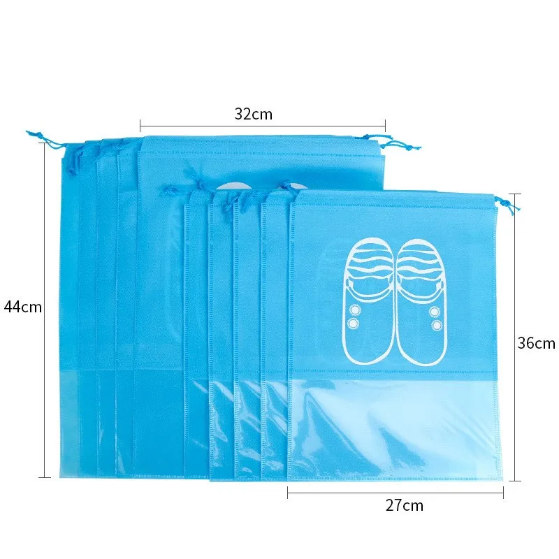 10To50pcs Shoes Non-woven Fabric Drawstring Bags Transparent Window Sports Shoes Packaging Bag Holiday Travel home Storage Bags