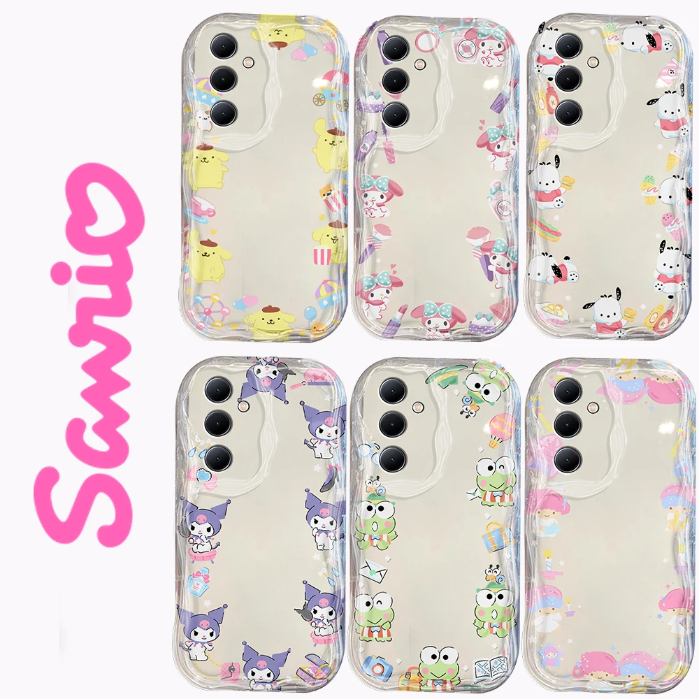 Cute Sanrio Kuromi Pochacco 3D Wave Case For Samsung A73 A72 A71 A55 A54 A53 A35 A34 A33 A25 A24 A23 A15 A14 A13 A05 4G 5G Cover