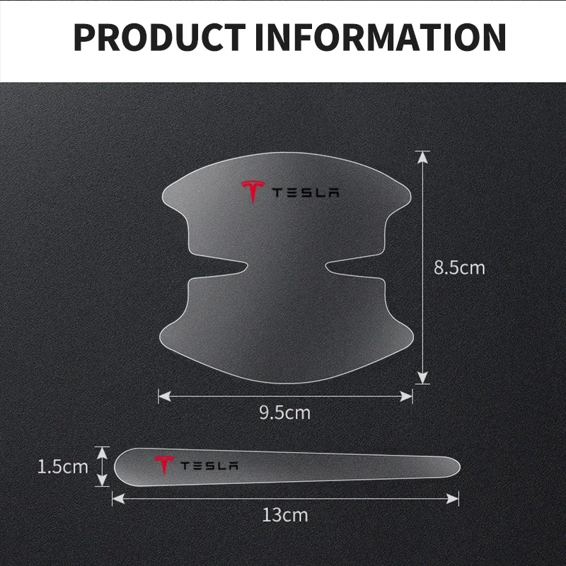 8Pcs/set Transparent Car Door Handle Bowl Decoration Badge Sticker for Tesla Model S 3 X Y Smart Fortwo Forfour 453 451 450