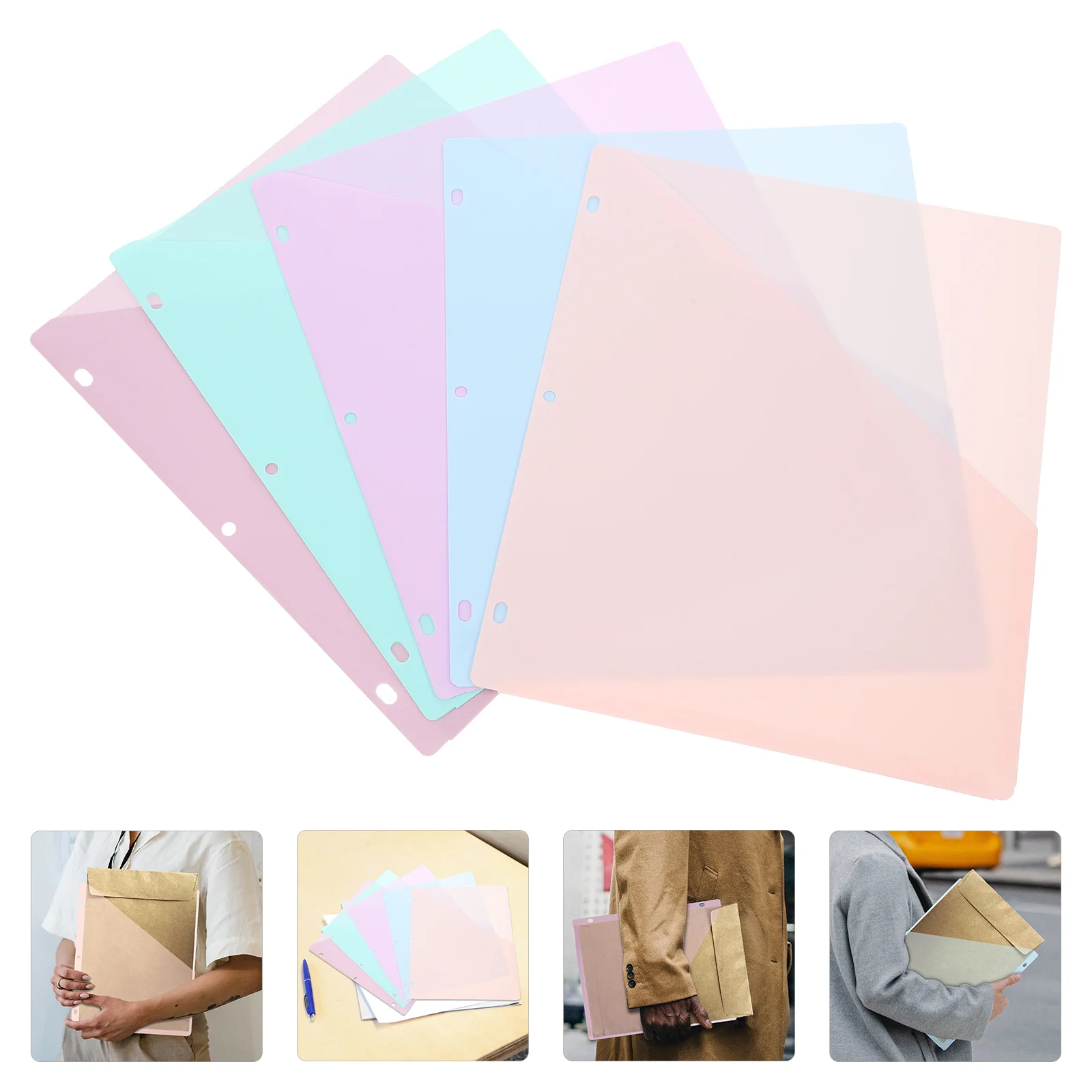 

5 Pcs Loose Leaf Information Bag Folder Binder with Hole Dividers Pockets and Tabs Office Pp 3 Ring