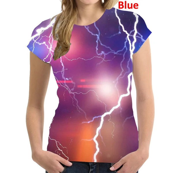 

New Summer Women's fashion 3d Lightning Printed Short Sleeve t shirt