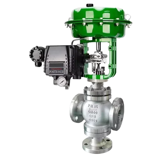 TLF DKV 3 Way Pneumatic Globe Valve Flanged Carbon Steel Control Valve WCB 3way Pneumatic Steam Modulating Valve