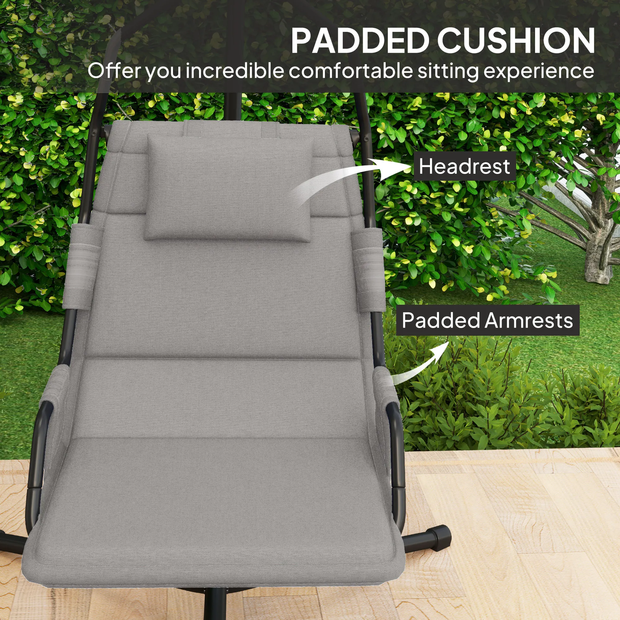 Weather resistant PA coated Oxford fabric cushion detail
