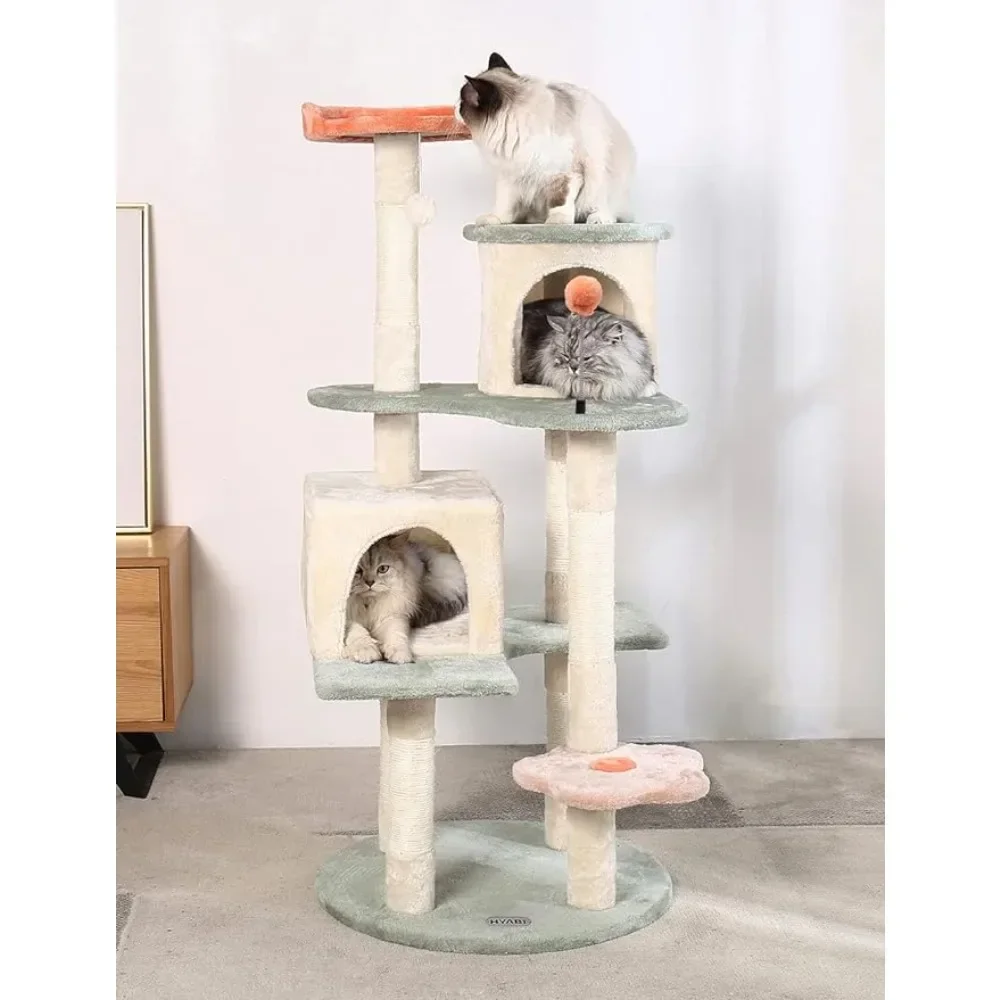 

53-Inch Flower Cat Tree Cat Apartment Plush Habitat Kitten Amusement Platform House Furniture Casa Para Gato Cat Tree House