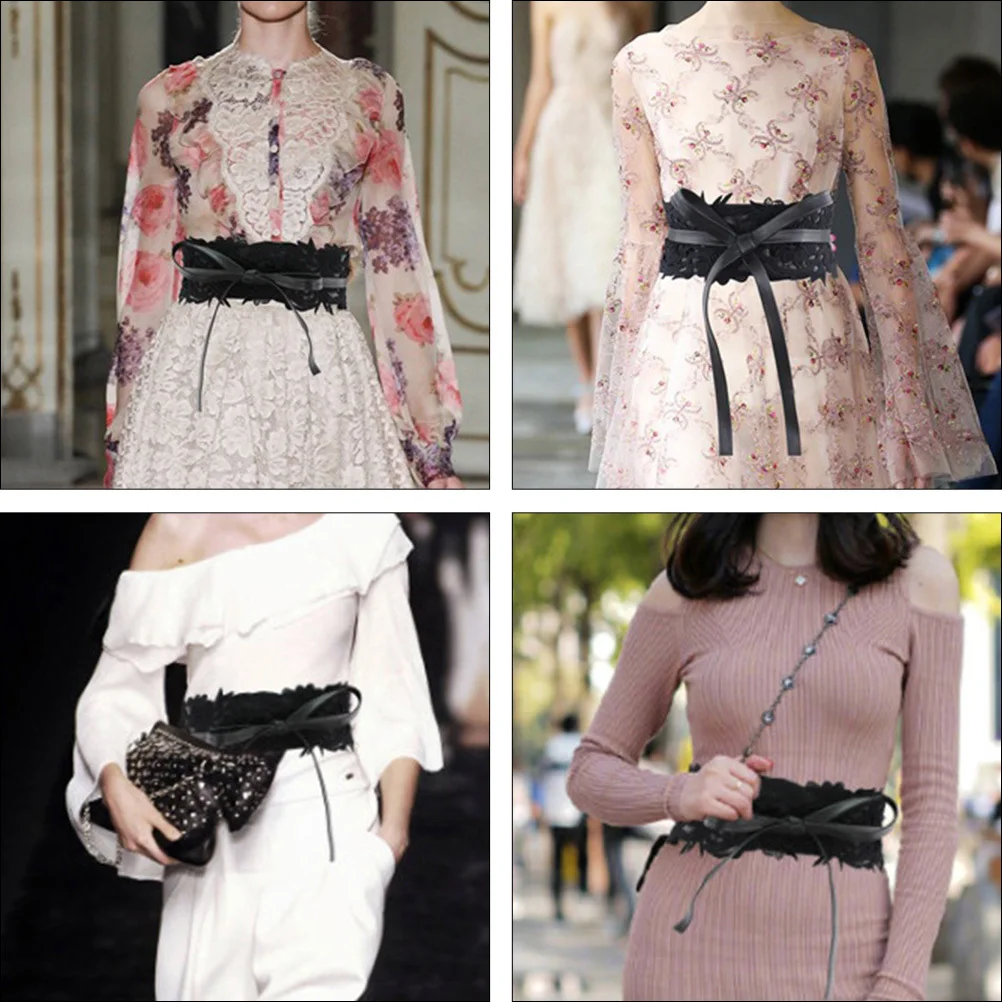 حزام خصر من الدانتيل للنساء، حزام فستان عريض، تصميم أنيق برباط، إكسسوار أنيق مناسب للحفلات والولائم والعطلات