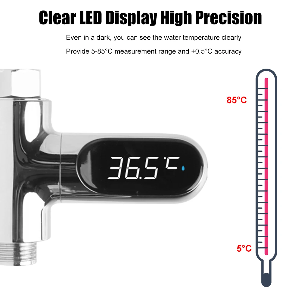 Electricity Shower Faucets Water Thermometer Hot Tub  Water Temperature Monitor Bathing Temperature Meter LED Display Home