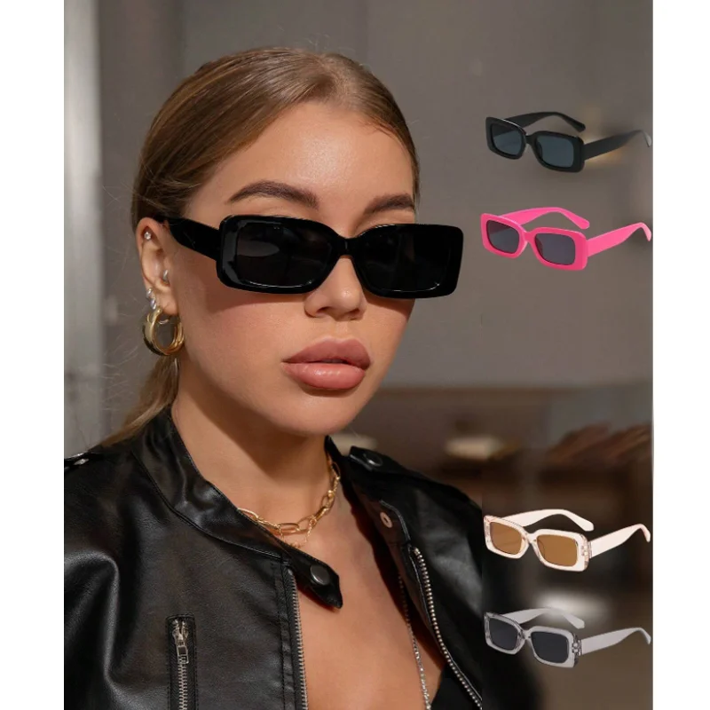 1 Stück schicke rechteckige Damenmode-Brille – robuster PC-Rahmen, karierte Passform, mehrfarbig – ideal für Strandpartys und Festivals