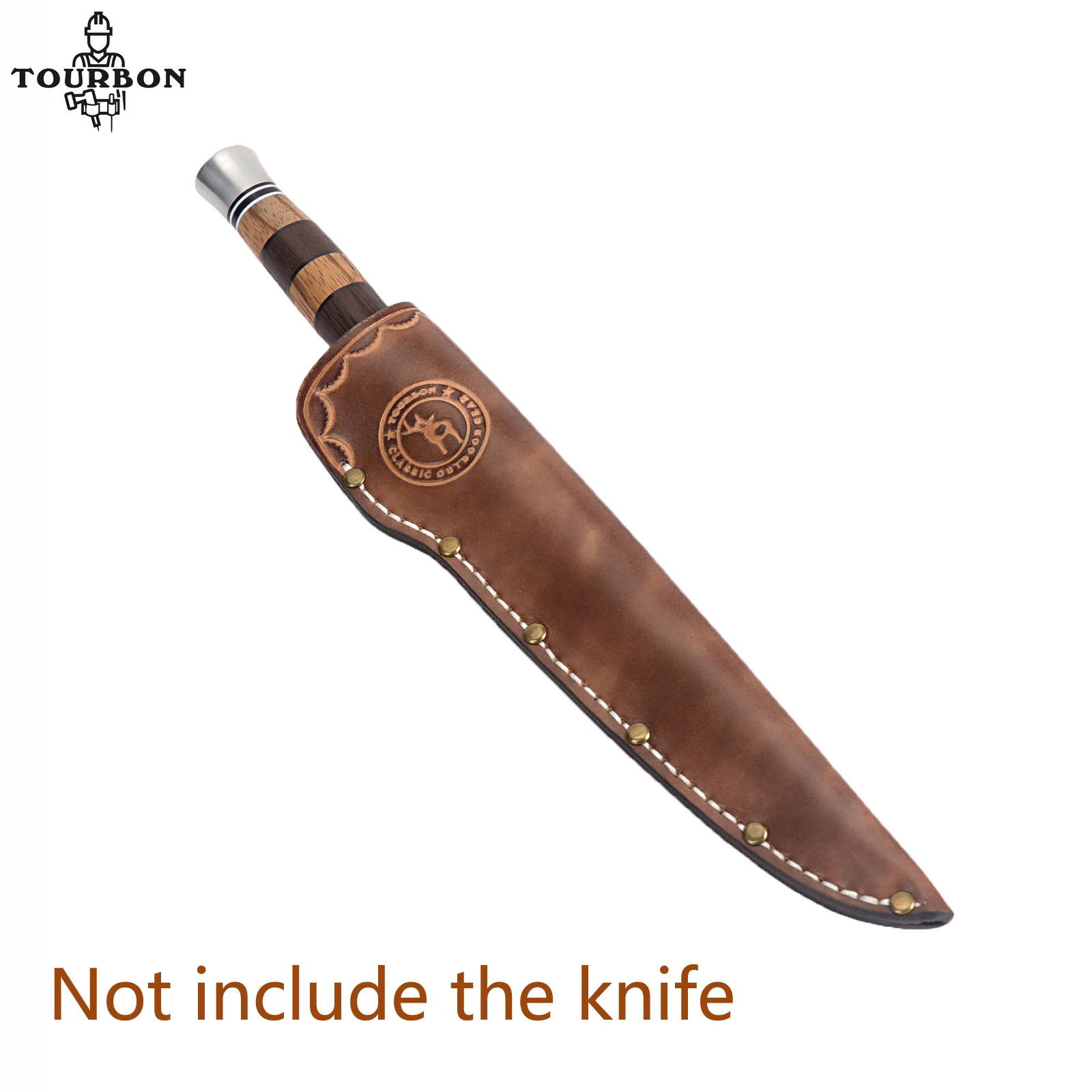 Tourbon Fixed Blade Knife Sheath Leather Knife Straight Sheath with Belt Loop Fits up to 6in Blade Brown (without knives)