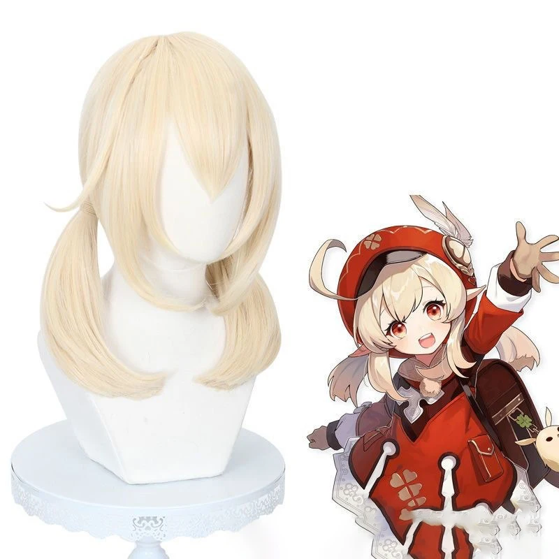 Wig Cosplay Genshin Impact Keli Gold Girl Cute Medium-long Human Hair Daily Wear Appointment High-temperature Silk Full Hair Set
