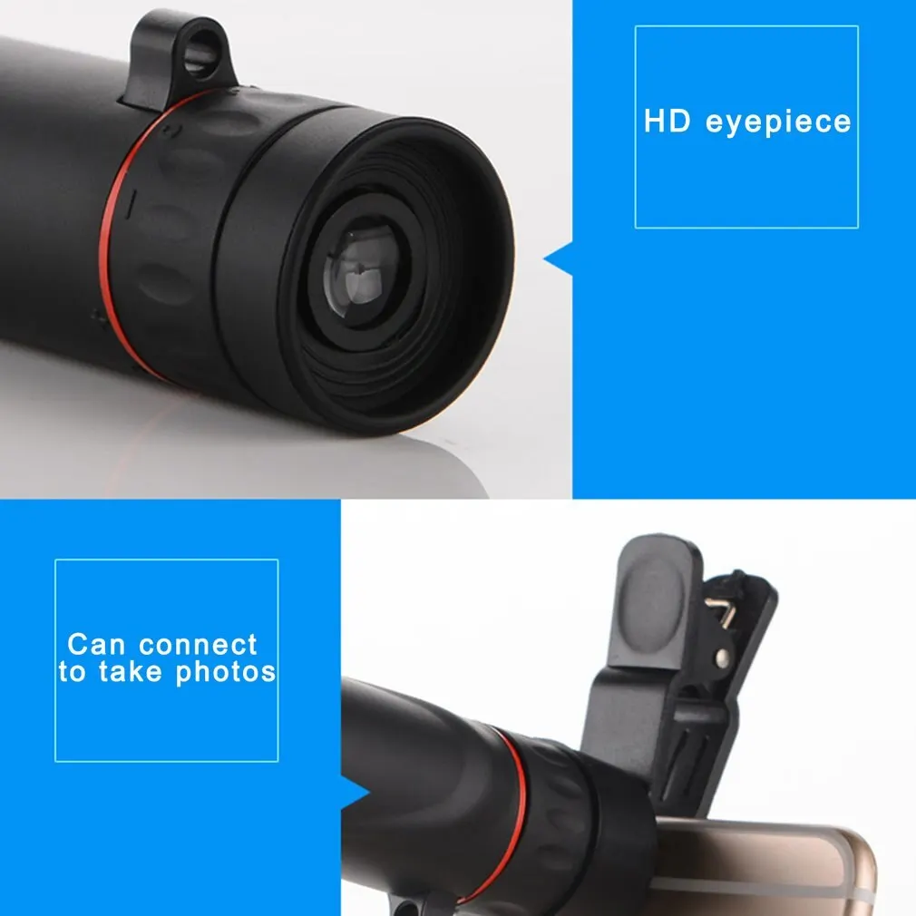 10x عدسة تلسكوبية مع كليب أحادي الجيب HD تلسكوب التركيز عقارب مجال رؤية واسع عرض الراحة دروبشيبينغ