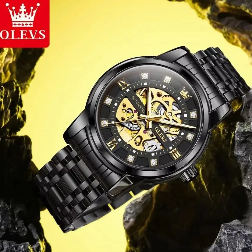 

OLEVS 9901 Mens Watch Automatic Mechanical Watch Multifunctional Chronograph Watch For Men 30m Waterproof Luminous Box Original