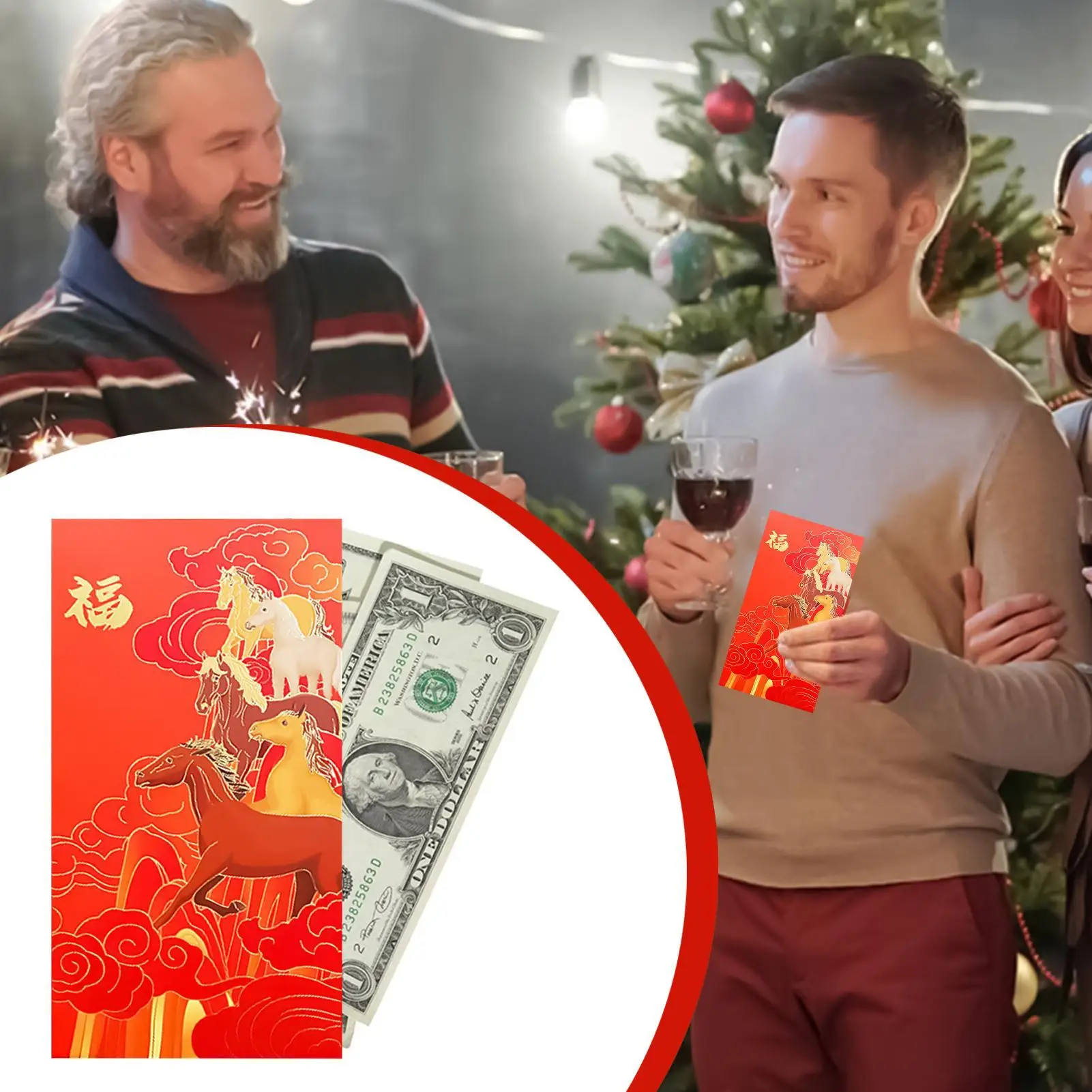 المظاريف الحمراء المحمولة حزمة المال النقدية السنة الصينية الجديدة مغلفات المال لمهرجان الربيع الزفاف عيد الميلاد عيد الميلاد المنزل