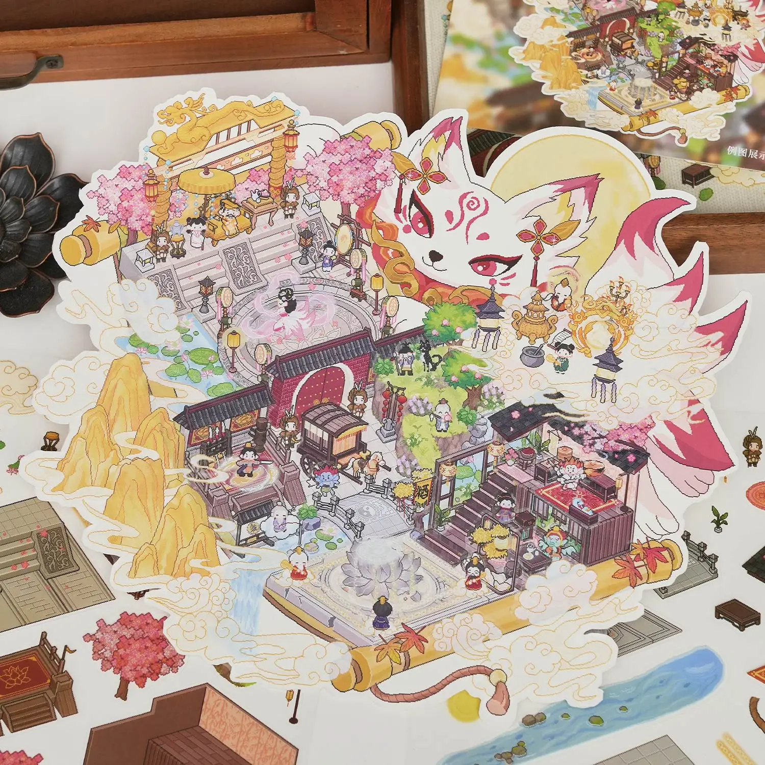 Three-Dimensional Landscaping Stickers Oriental Mythology Series Creative DIY Flat Stickers Miniature Landscaping Decompression Stickers