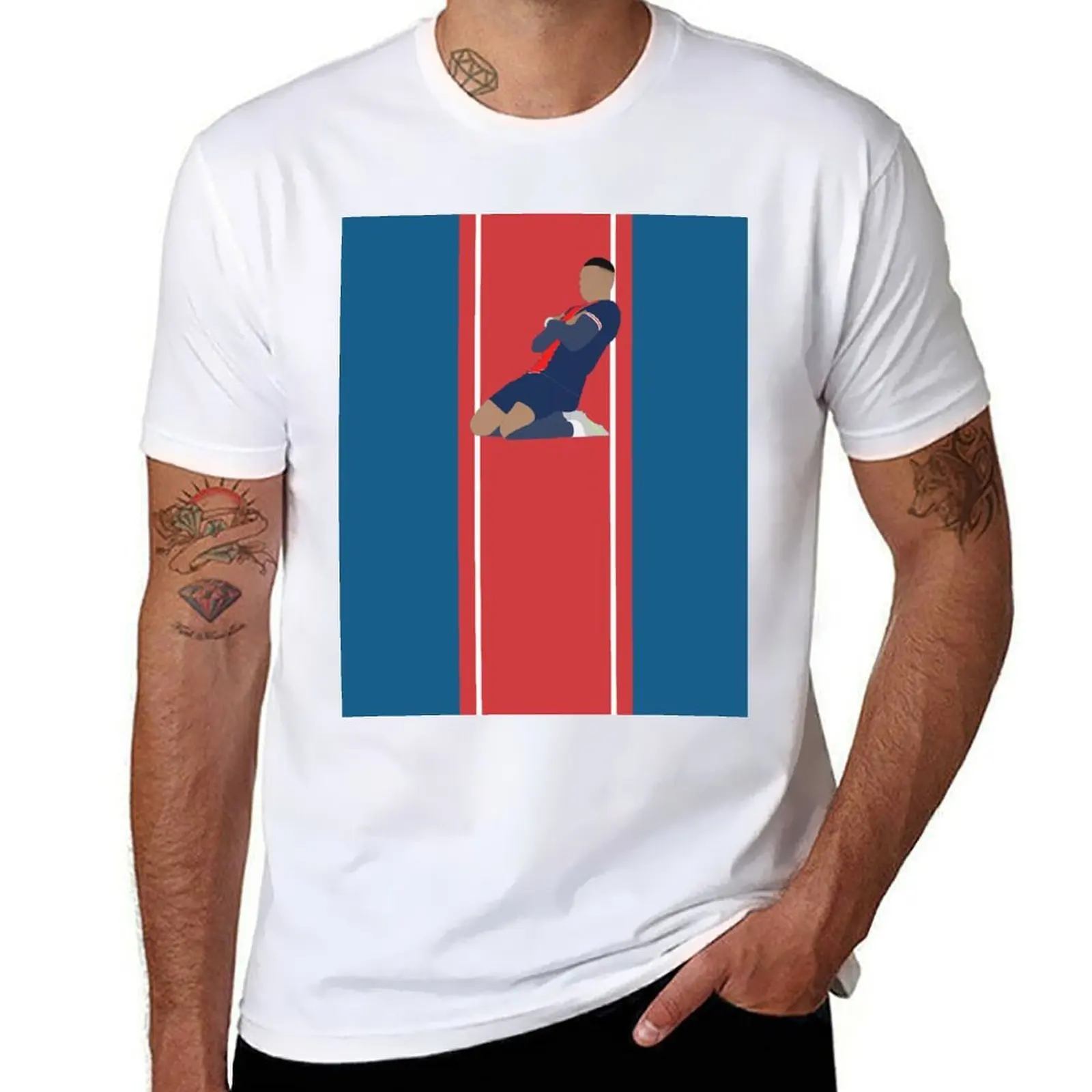 Kylian Mbappe Jersey Art, Paris, Football Wall Art, Minimalist T-Shirt Creative Graphic Tee Shirt