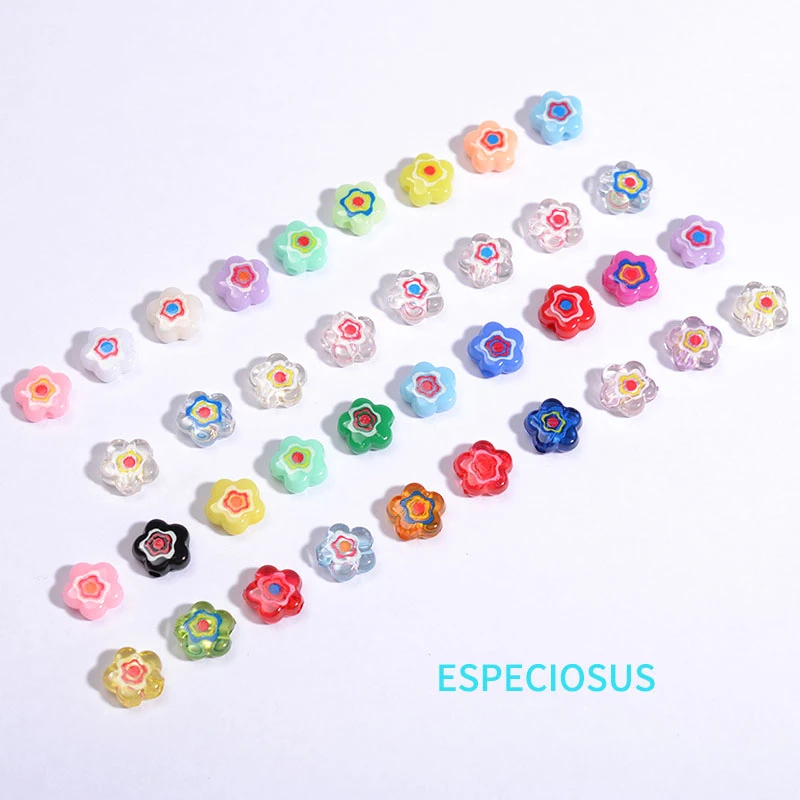 10MM Transparent Multi Color Painted Flower Acrylic beads Blossom Spacer Necklace Making Departments DIY Jewelry Accessories