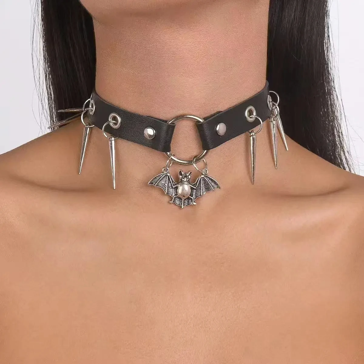 Personalized Fashion Trend Punk Rivet Pu Leather Collar Halloween Christmas Batgirl Necklace Necklace Necklace