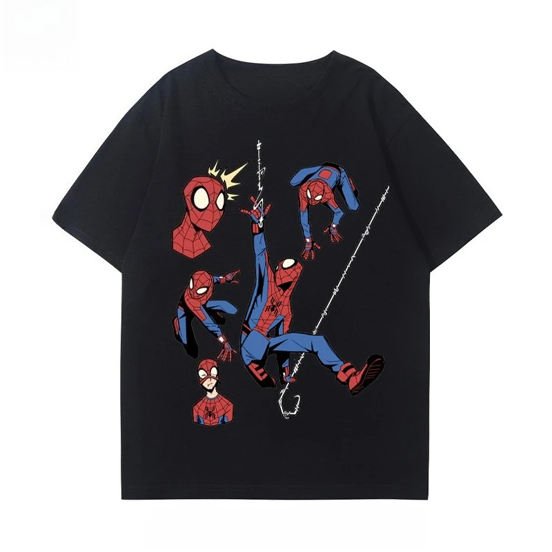 

Marvel Spider-Man Printed Summer Couple Wear Cotton Short Sleeve T-Shirt Men's and Women's Sports Casual Short Sleeve Popular