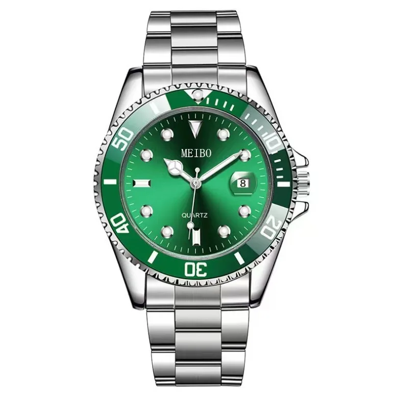 Men\'s Watch Green Water Ghost Calendar Watch High end Simple Fashion Stainless Steel Student Sports Watch