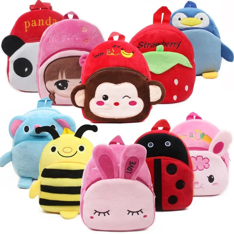 Leuke Kinderen Schooltassen 3d Cartoon Print Pluche Kids Rugzak Kleuterschool Jongens Meisjes Kleine Schooltassen Mini Rugzak