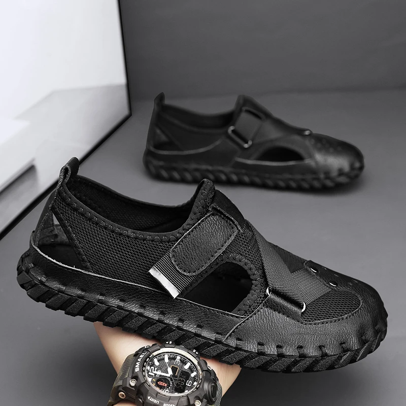 

Summer Mens canvas Sandals slip on Antiskid Breathable Outdoor Sandalias fashion Trekking Casual Beach Shoes Male Loafers