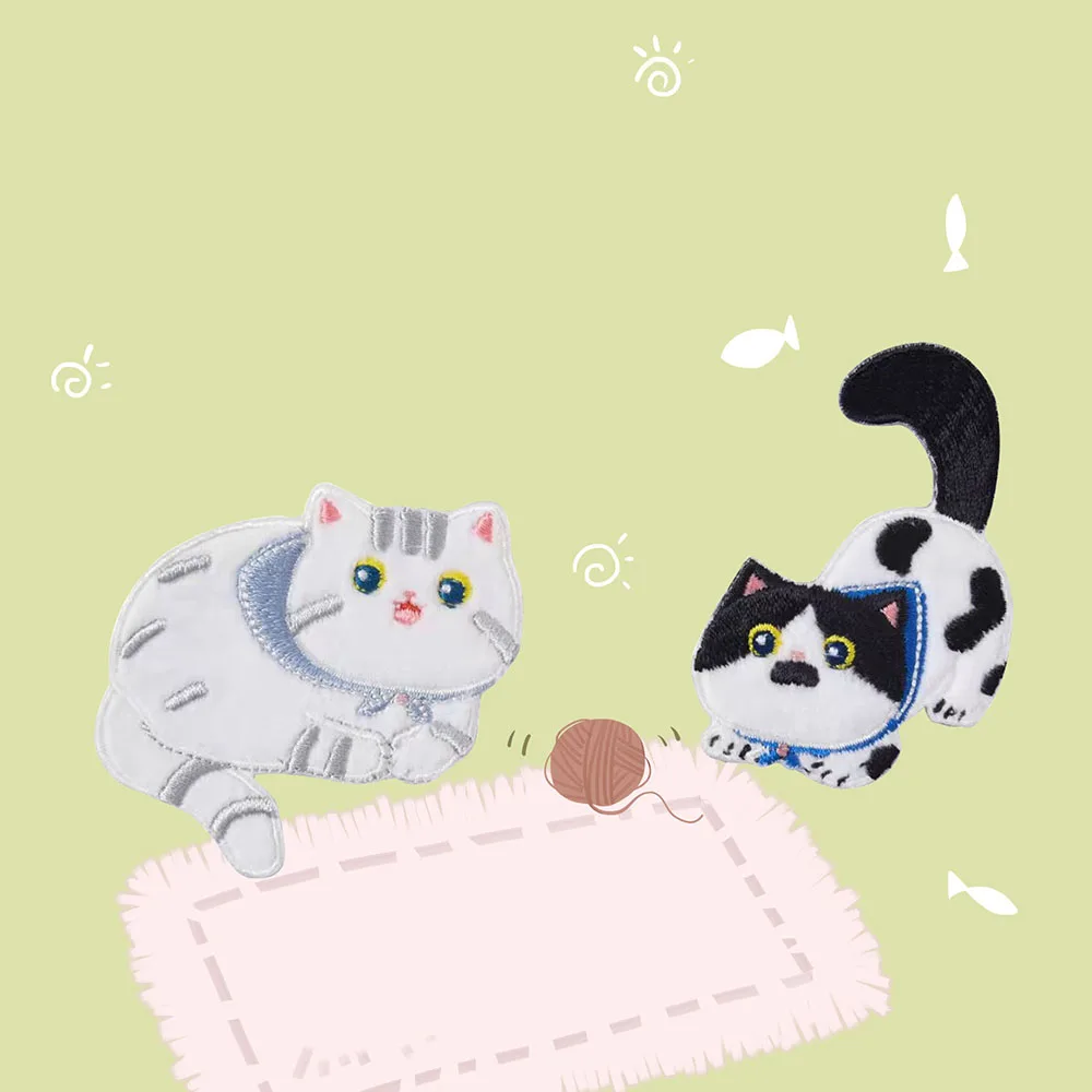 Little Furry Fat Cat Patches Clothes Bags DIY Applique Embroidery Parches Sticker On Applique for Clothes