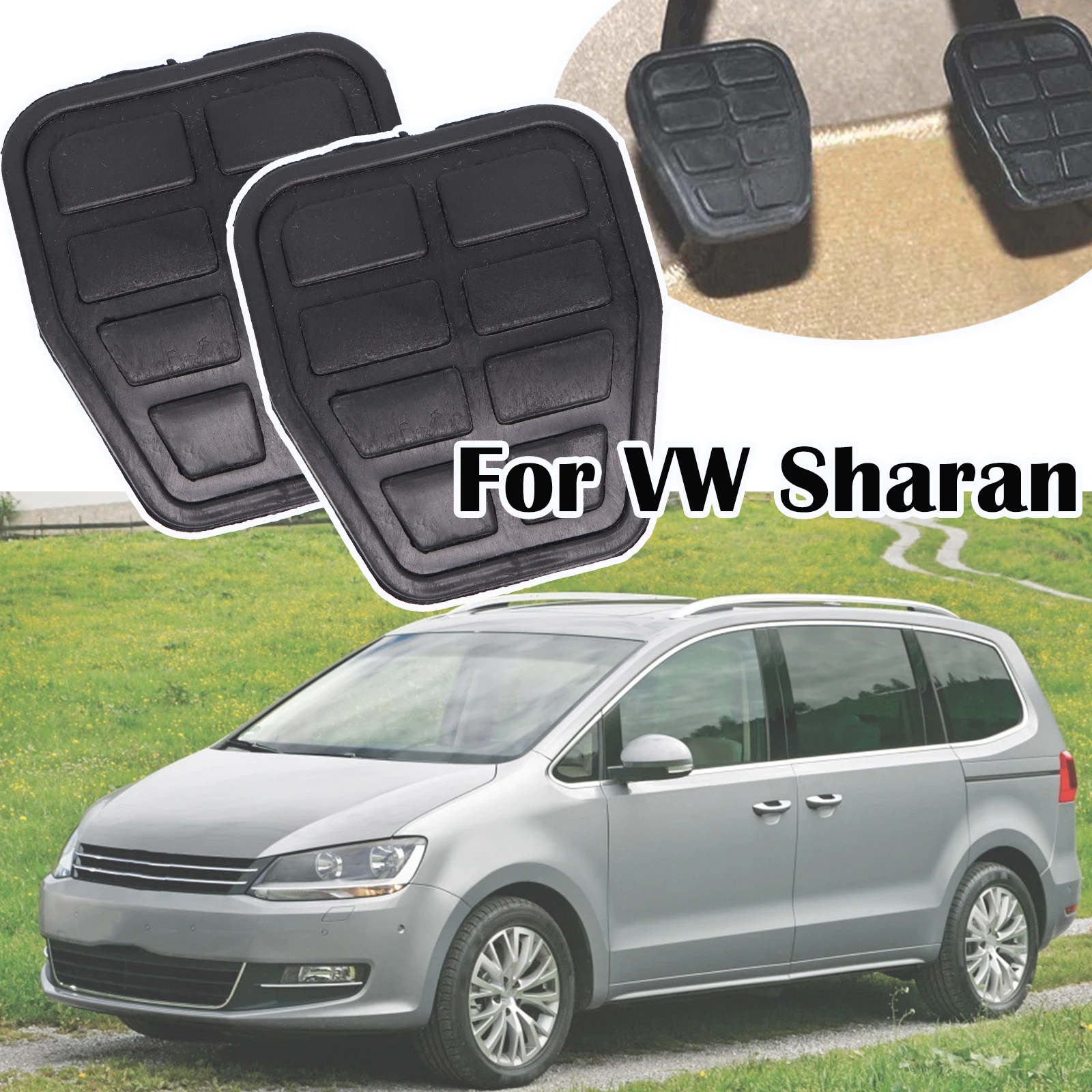 

For VW Sharan 7M 1996 - 2002 2003 2004 2005 2006 2007 2008 2009 2010 Rubber Brake Clutch Foot Pedal Pad Covers 321721173 7213141