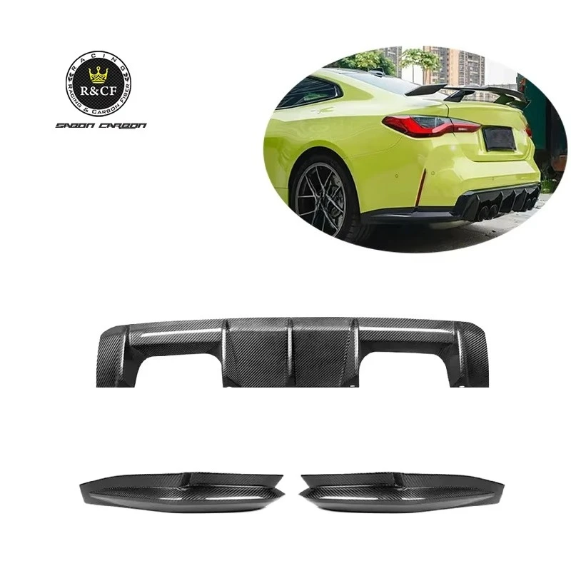 2020+ G80 M3 G82 M4 OEM Factory Style Carbon Fiber Rear Bumper Diffuser Lip with Flap Splitter for BMW G80 G82