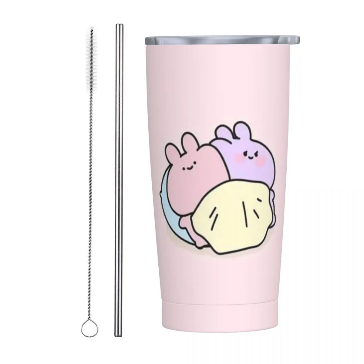 Asamimichaan Cute Asamimi Stainless Steel Tumbler Vacuum Insulated Mugs Thermal Cold Cups Straws With Lid 20oz