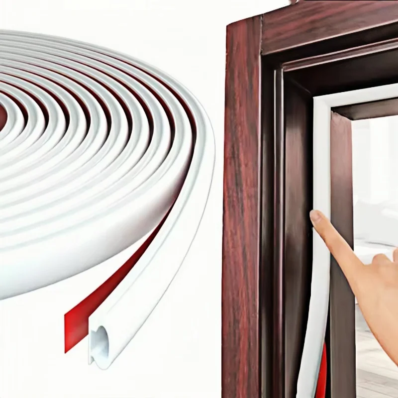 1pc D-Shape Weather Strip Door & Window Seal, Soundproofing Self-Adhesive Strip with Rubber Gasket for Doors and Windows