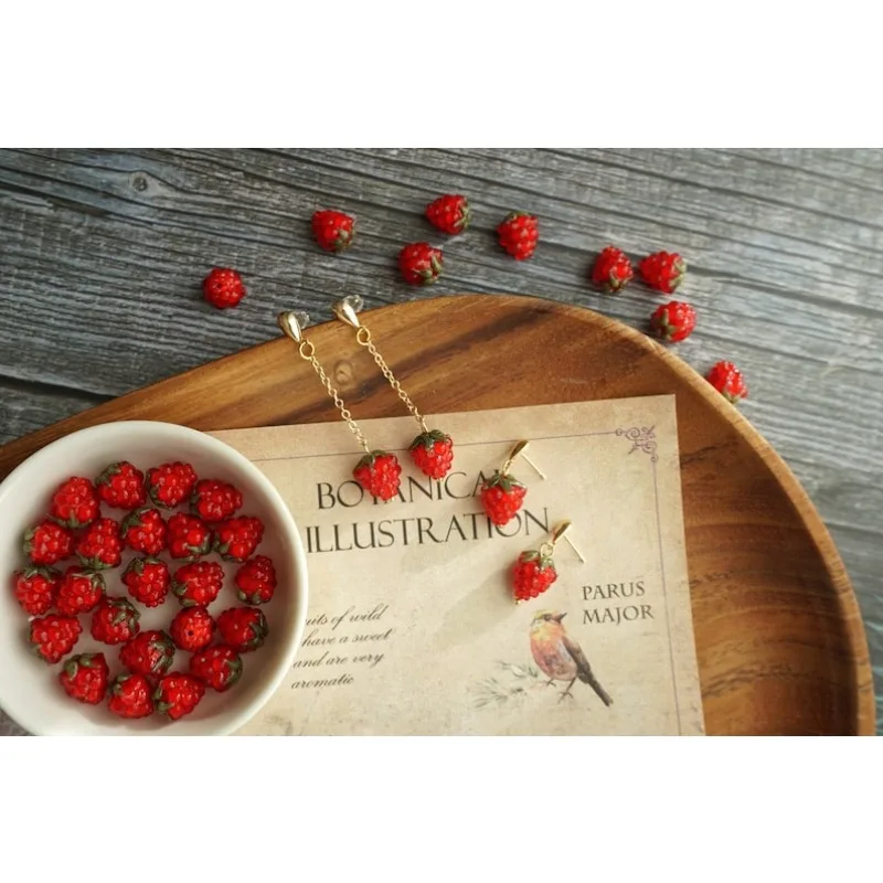 Cute raspberries, summer earrings, a gift for her