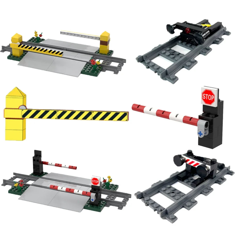 Piezas de tren de ciudad, bloques de construcción de vías, estación de tren, modelo de tope de ferrocarril, rieles rectos y curvos, juguetes MOC