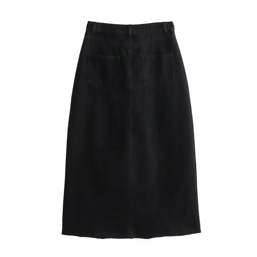 Pop 2024 Spring New Product Women's Fashion And Casual Versatile Pocket Button Decoration Denim Skirt