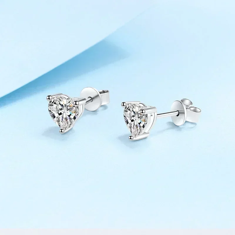 2/4ct Heart Shaped Moissanite Stud Earrings for Women, Pt950 Platinum Love Earring for Girlfriends Sparkling Diamond Jewelry