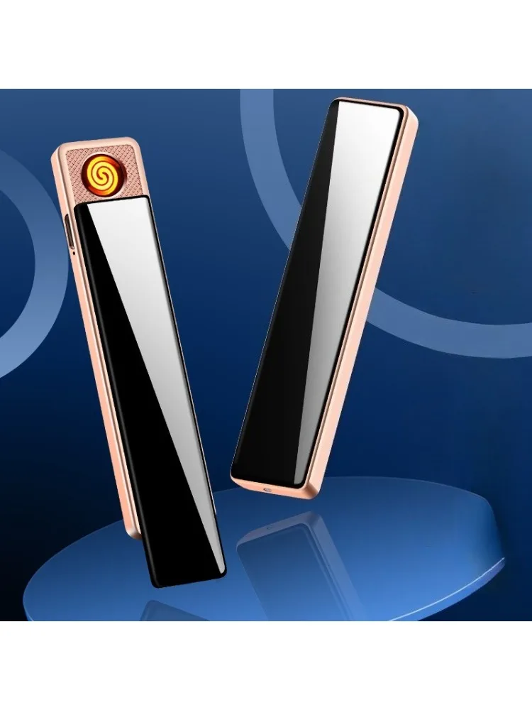 Mini briquet électronique sans flamme en tungstène, allumeur rabattable Portable, briquet Ultra-fin Rechargeable par USB coupe-vent, cadeau de fumeur