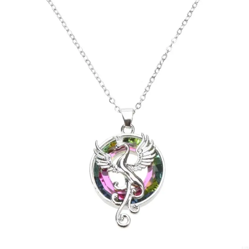 

E1PE Fashion Lovely Crystal Pendant Necklace Lady Colorful Wings