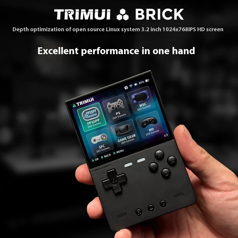 New Trimui Brick Vertical Edition Open Source Palm Phone 3.2 Inch 1024x768 400ppi Portable Lightweight Back Top Atmosphere Light