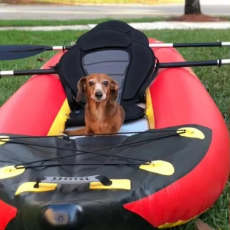 زورق كاياك لصيد الأسماك قابل للنفخ مقاوم للماء باللون الأحمر لشخص واحد مع خيار شعار مخصص 2026 #5