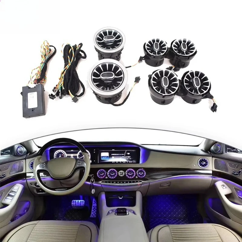 For Mercedes Benz S-Class W222 Air Conditioning Lights 2014~2020Y 7-Color or 64 Color Front Vent and Rear Vent Ambient Lights