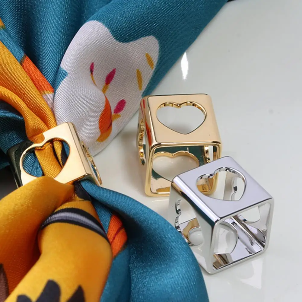 Scarf Buckle Cube Shape Scarf Ring Holder Fashion Silk Scarf Slide Clip Minimalist Unique Buckle Wrap for Women’s Shawls