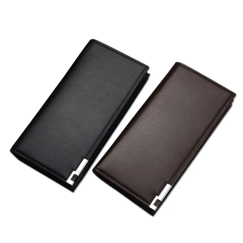 Business Men's Long Wallet Metal Decoration Multi Function High Capacity Money Clip