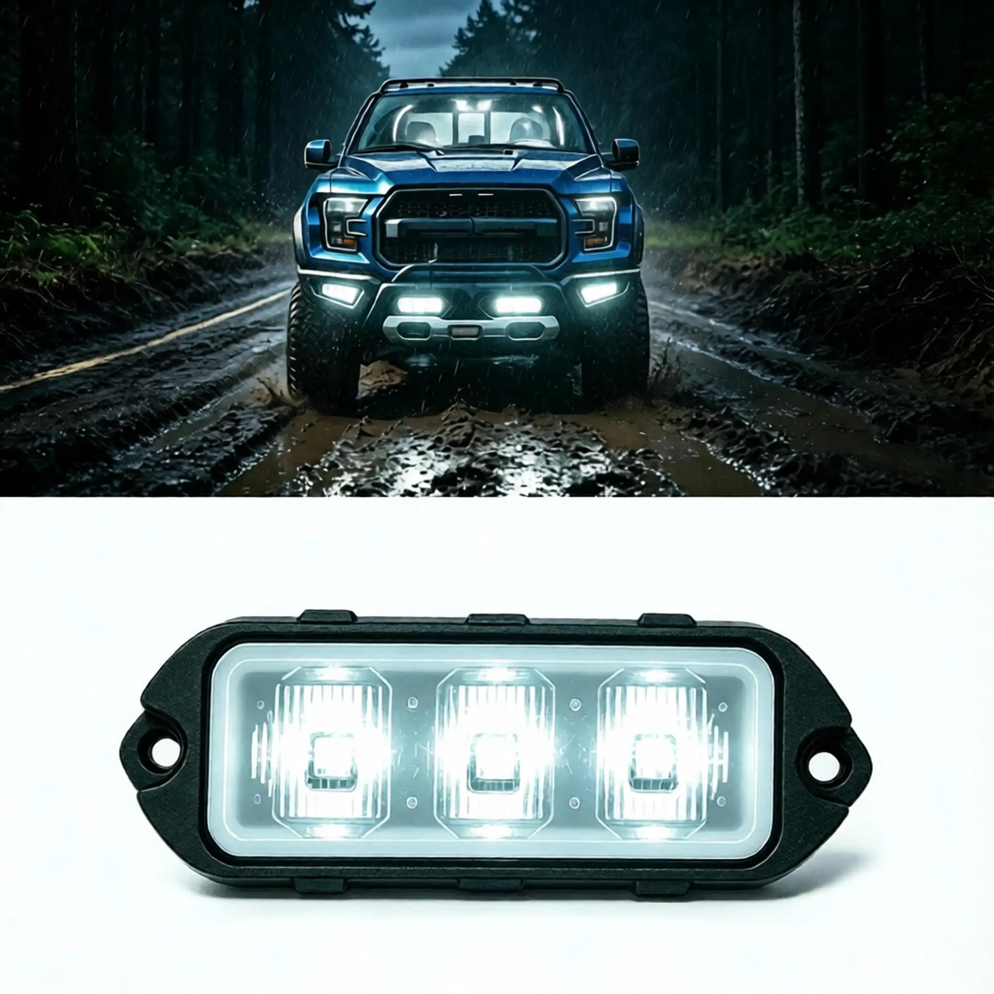 12V Emergency Warning Light  Compact Flashing Beacon for Cars, Trucks, and Construction Vehicles White LED Strobe Light
