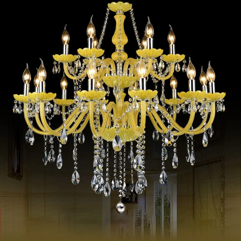 SOFEINA-lámpara colgante de cristal europeo de lujo, luz de vela amarilla, sala de estar cálida para, comedor y dormitorio, Hotel, Villa, candelabro