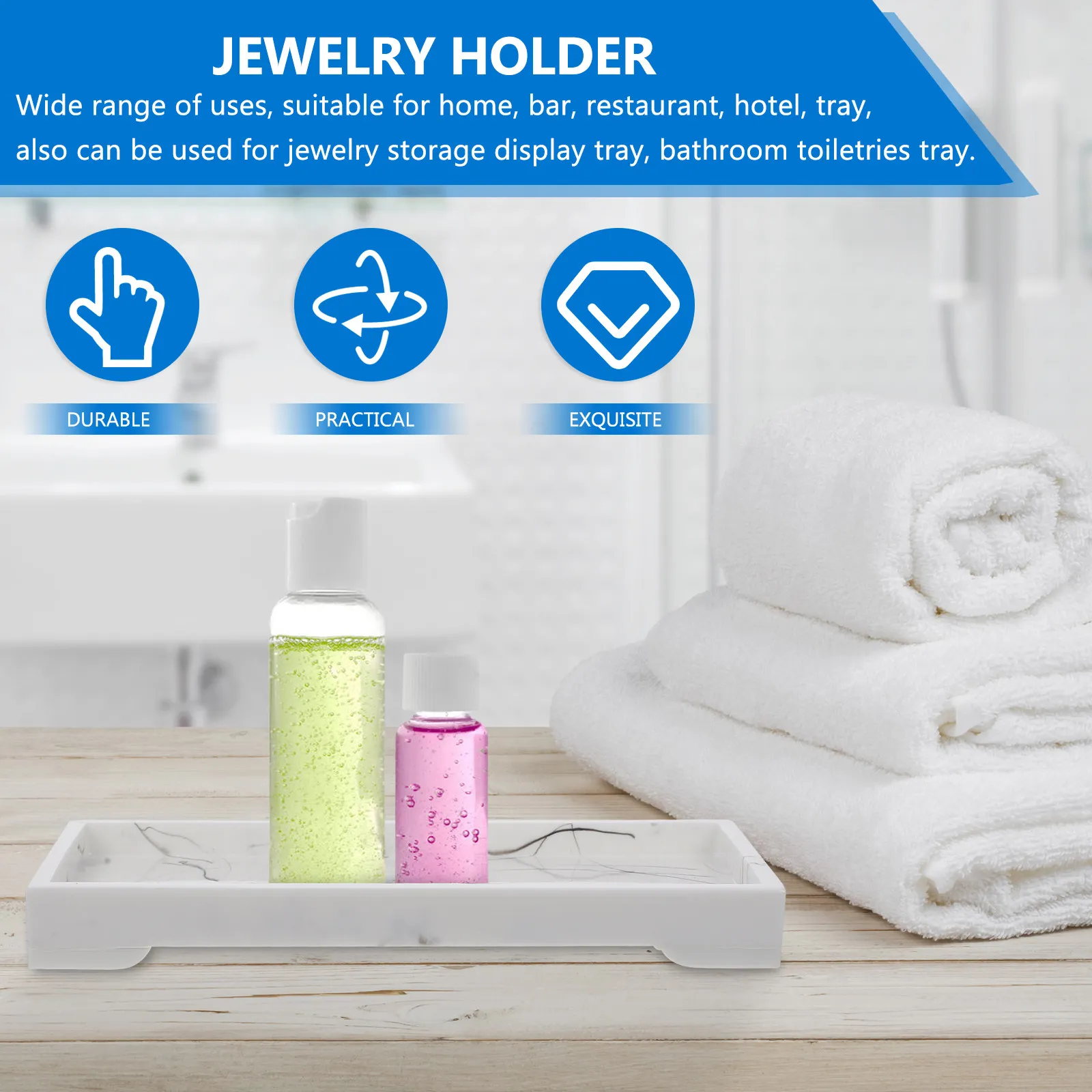 

1 шт. Мраморный поднос-органайзер для хранения, многофункциональный, для ванной комнаты, туалетных принадлежностей, украшений, косметики, дома, кухни, отеля