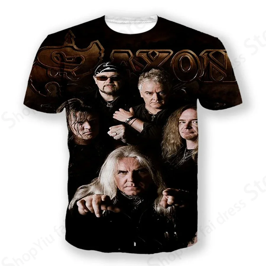 

Rock Saxon Band 3d Printed Plus-size Men's and Women's T-shirts Hip Hop Heavy Metal Movement Quick Dry Breathable