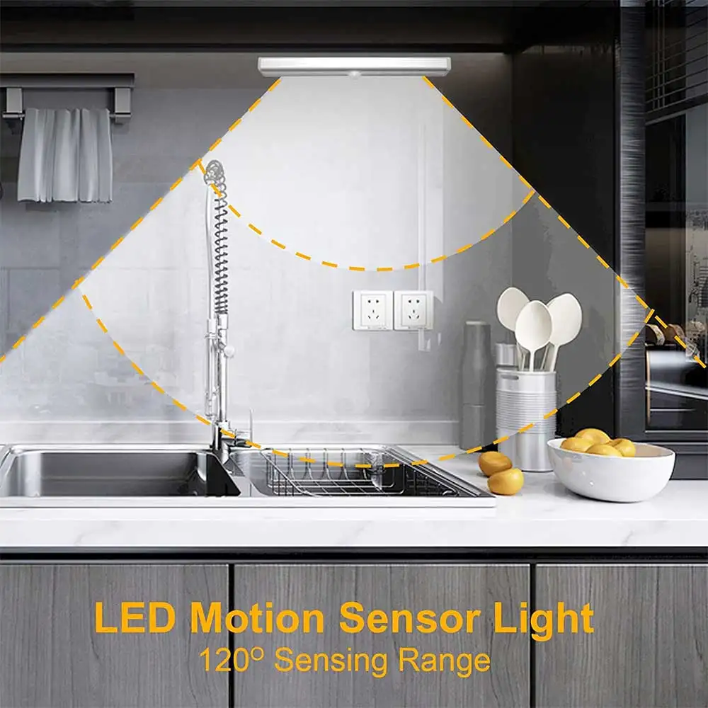 6/10LEDs Under Cabinet Night Light Motion Sensor Closet Light For Kitchen Bedroom Bedside Lighting Wall Lamp Staircase Lamp Bar